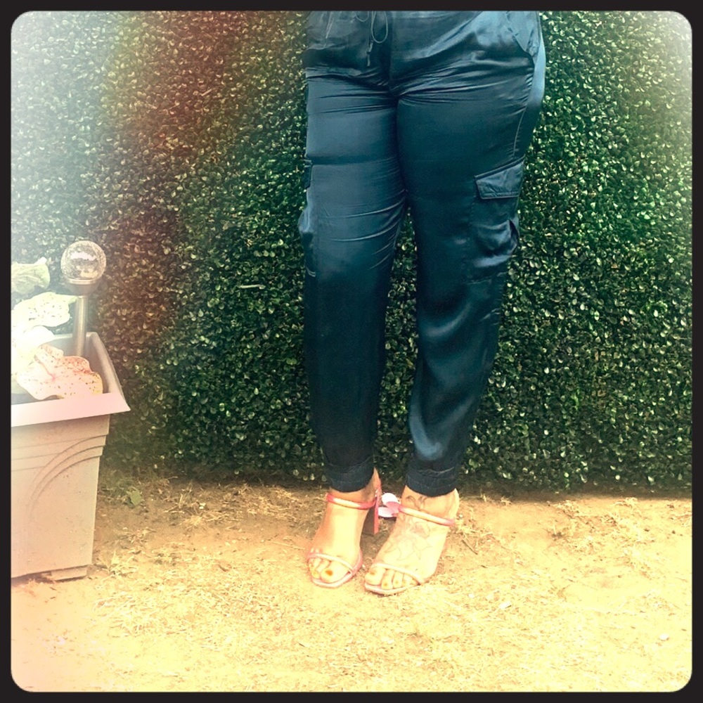 Blue Silk Joggers